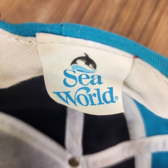 VTG Busch Gardens Sea World Snapback Hat Cap Color Block 90s Canvas Park Novelty - Picture 10 of 11